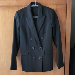 Theory Black Double-Breasted Blazer